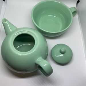 Pale seafoam green teapot teacup gift